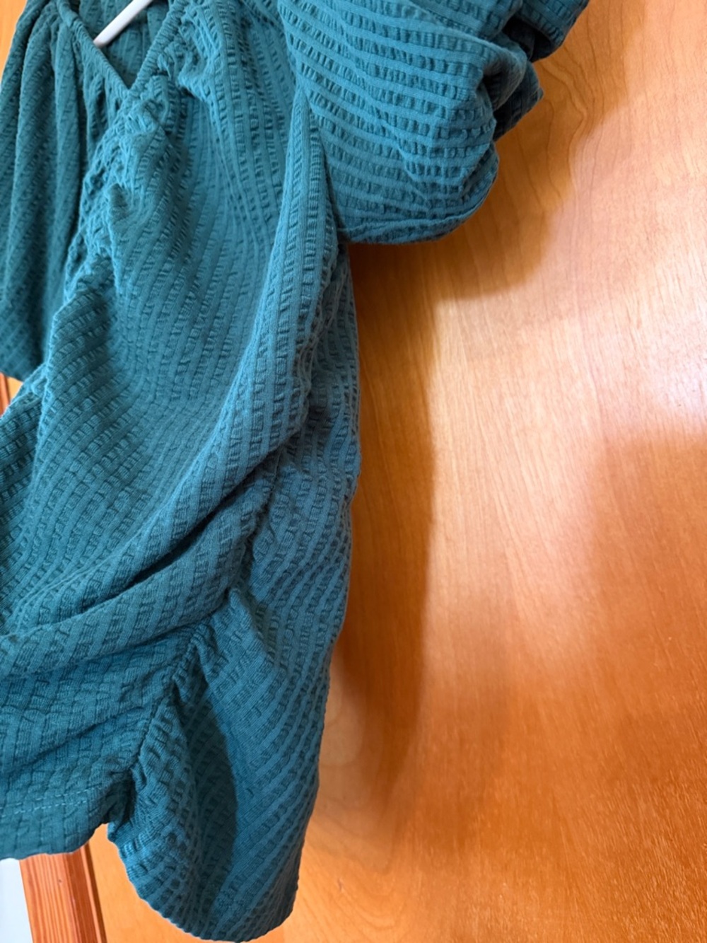 Loft Teal Puff-Sleeve Ruched Top - Picture 4 of 7